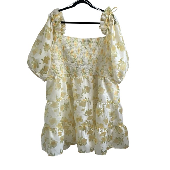 Layered With Love NWT 3X Plus Size Yellow Floral Midi Dress Feminine - Picture 4 of 16